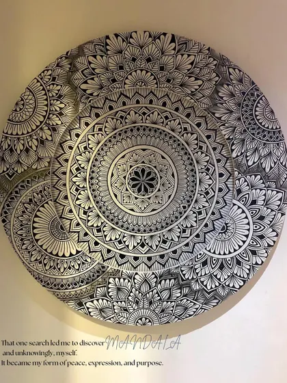 This design was born from a simple Google search and became my form of peace, expression, and purpose. It represents the start of my journey into conceptual mandalas.