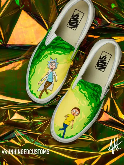 A throwback to one of my first big projects for Comic-Con Delhi. These Rick and Morty Vans feature the duo stepping out of one of their portals.
