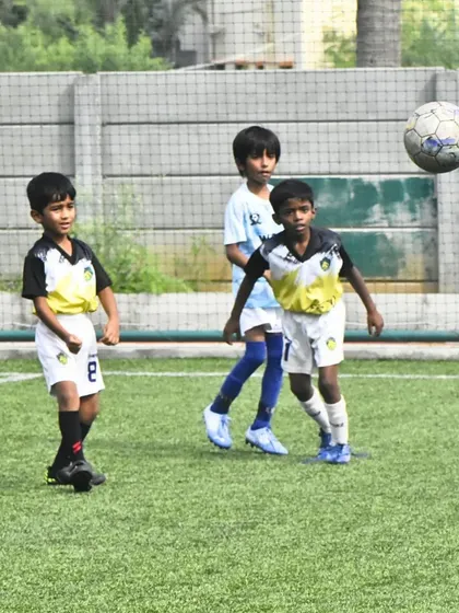 Celebrating our U-9 team's championship win at the Mega International Football Tournament. These moments of victory are what our young athletes train for.