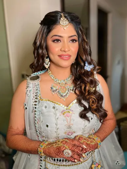The complete look is fresh, youthful, and perfect for a modern haldi ceremony.