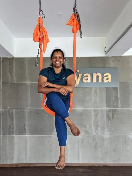 A student enjoying a moment of rest in the hammock during a weekend class at our Jayanagar studio.