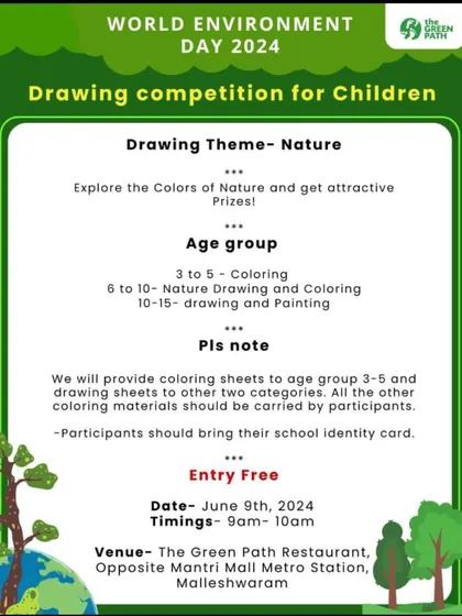 An invitation for a children's drawing competition for World Environment Day 2024, with the theme of nature.