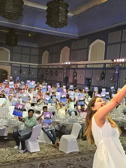 My view from the stage. Taking a selfie with 200 proud artists and their creations is a feeling I can't quite describe. The energy in the room during these large events is absolutely electric.