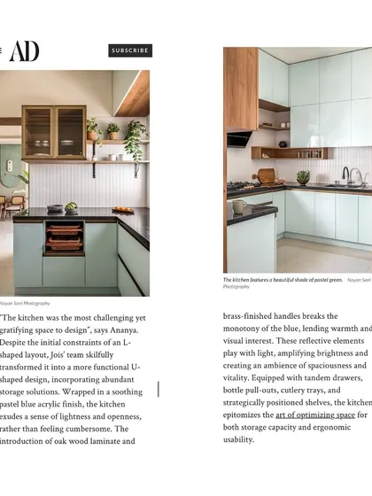 The kitchen from 'The Boho Escape' as featured in Architectural Digest.