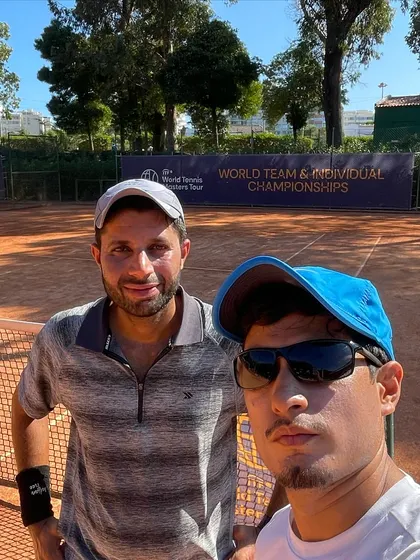 A quick selfie on the court with a fellow competitor at the World Championships. We are part of a global community of passionate tennis players.