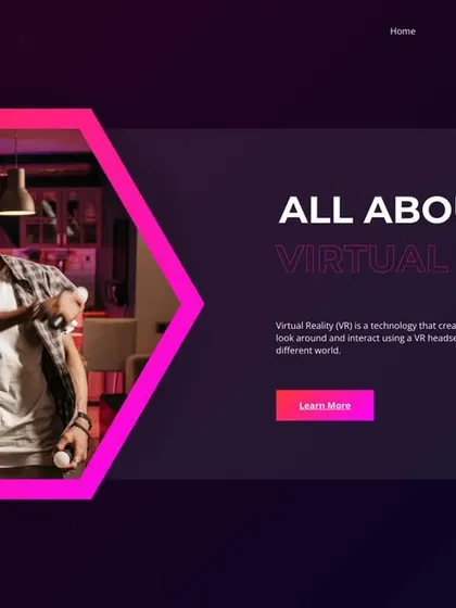 A promotional slide titled "All About Virtual Reality," inviting users to learn more about this transformative technology.