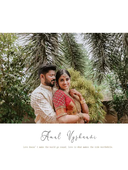 A beautiful portrait of a couple, personalized with their names and a quote about love making the ride worthwhile.