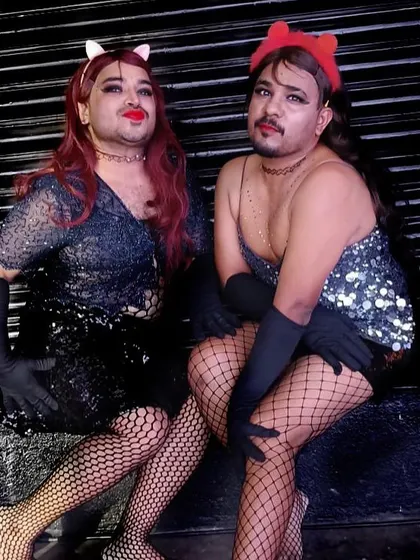 Dressed up and enjoying a fun night out together. We love expressing ourselves and celebrating life.
