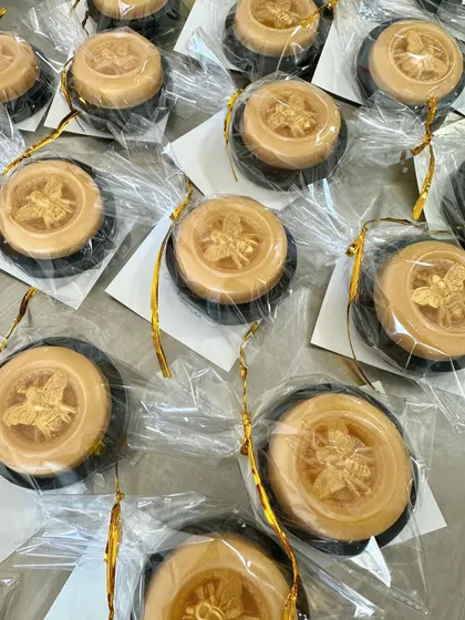 A batch of the moth gothic soaps, ready to be packed for a client's themed event.
