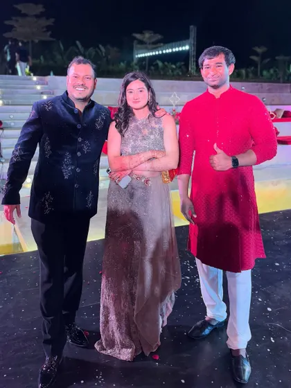 A picture with the clients after a successful sangeet event. I pride myself on building a great rapport with every couple I work with.