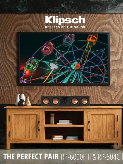 The perfect pair for a powerful front soundstage: the Klipsch RP-6000F II floor-standing speakers and the RP-504C II center channel. This combination delivers crystal-clear dialogue and an expansive, room-filling sound.