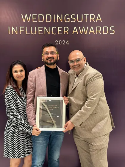 The team with our 2024 WeddingSutra award. We are thankful to our patrons and our incredible team for another wonderful year.