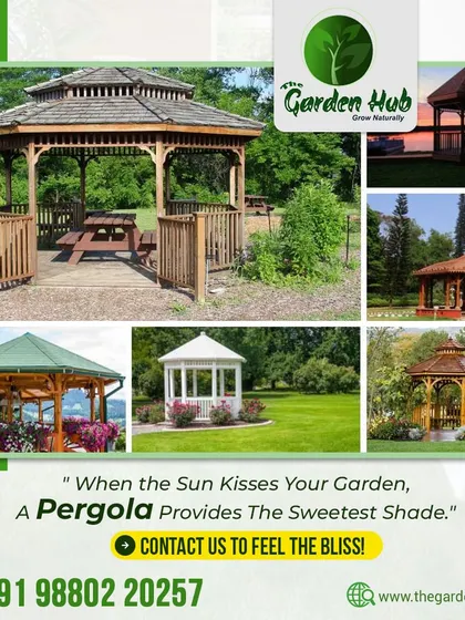 A pergola provides the sweetest shade when the sun kisses your garden. This collage showcases a variety of pergola and gazebo styles, from rustic wood to classic white.