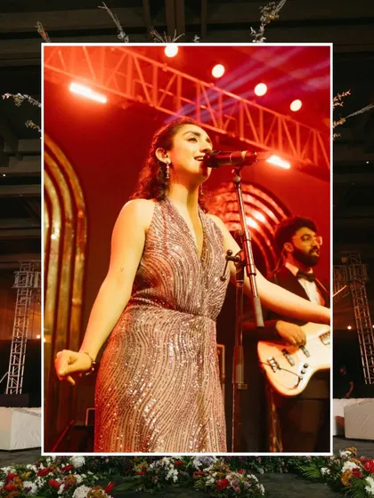 A collage from a glamorous reception night, featuring a live band performance. It showcases the blend of high-energy entertainment and sophisticated decor that defines my evening events.