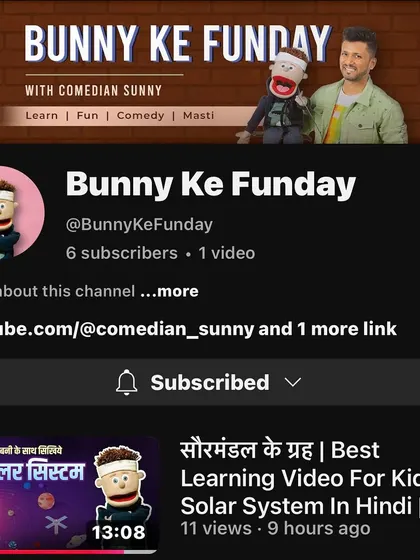 Announcing my new YouTube channel, 'Bunny Ke Funday'. It's a special channel dedicated to creating fun and educational content for kids.