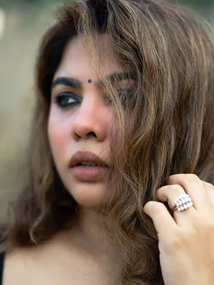 A close-up of my own makeup. A simple bindi and a bold, smoky eye can create such a powerful look.
