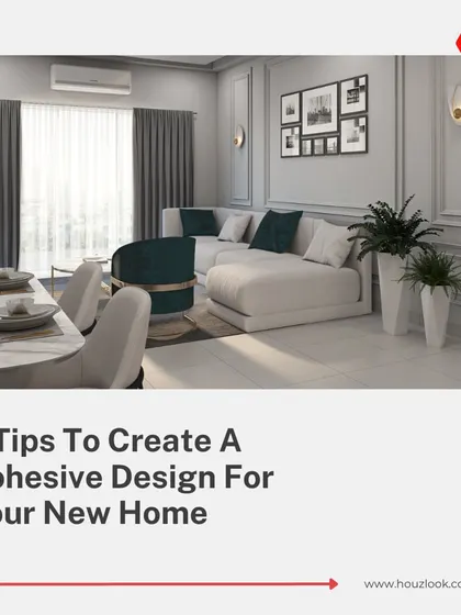 This image is part of our guide on creating a cohesive home design. It showcases a living and dining area where a neutral color palette and consistent style create a harmonious flow between spaces.