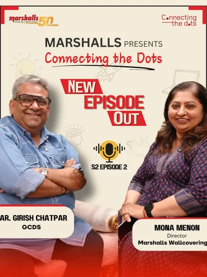 Here is the promotional image for Episode 2 of Season 2, where I, Mona Menon, sit down with Architect Girish Chatpar of OCDS. We dive into his design vision and what it takes to create transformative spaces.