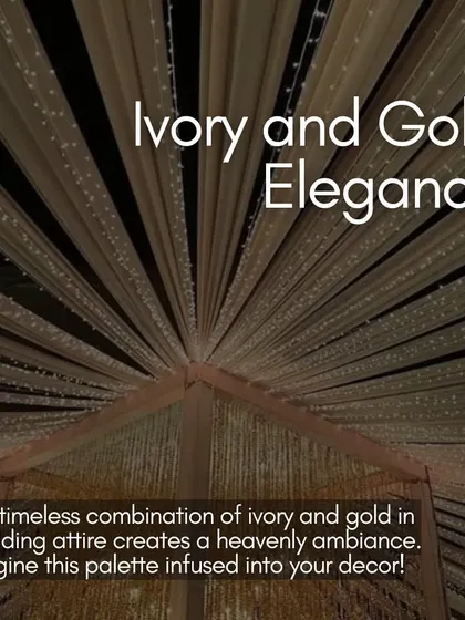From our blog on star-studded weddings, this image suggests an "Ivory and Gold Elegance" theme for a heavenly ambiance.