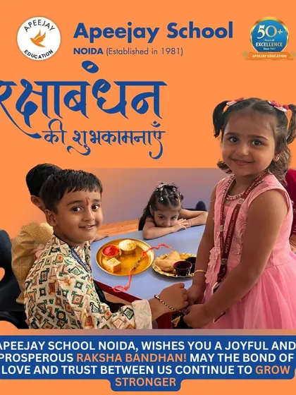 We wish everyone a joyful and prosperous Raksha Bandhan. This image captures the beautiful bond of love and trust between siblings, a connection we celebrate and cherish at our school.