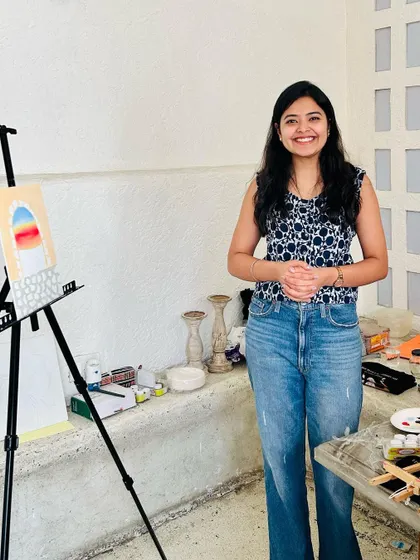 Here I am, wearing the hats of both host and participant at a special mental health-focused art workshop. It was so enlightening to explore my own creativity in a new way.