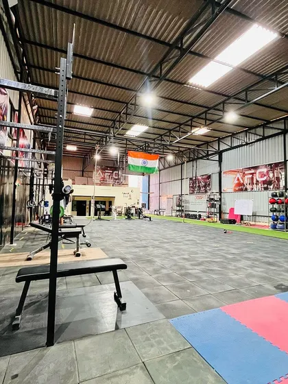 A wide shot of our training floor. We have a large, open space with high ceilings, perfect for everything from gymnastics to heavy weightlifting.