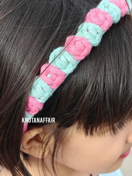 There's nothing better than seeing my creations being loved! Here’s a pretty macrame rose flower hairband on a happy little customer. My hairbands are soft, comfortable for all-day wear, and perfect for both kids and adults.