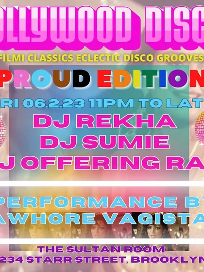 A clean, bold flyer for the Proud Edition, listing the DJs and the special performance by LaWhore Vagistan.