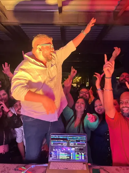 Another angle of me connecting with the amazing crowd. The energy is always a two-way street.