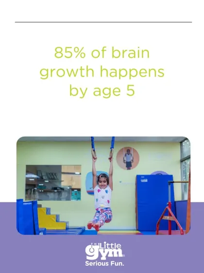 Did you know 85% of brain growth happens by age 5? That's why our early childhood programs are so important. Activities like swinging on the rings enhance motor skills and brain development during this critical window.