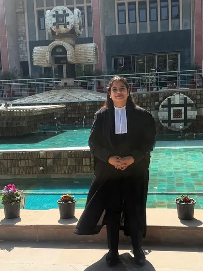 A moment outside the Delhi High Court. This is one of the key arenas where I fight for my clients' rights and freedom.