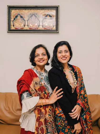 A heartfelt post for Mother's Day. Here I am with my mom, both of us in beautiful Indian attire, a cherished memory.