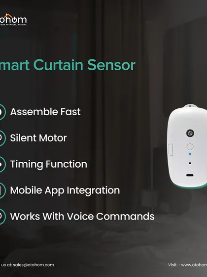 Our smart curtain sensor is designed for convenience. It features a silent motor, fast assembly, and a timing function, all integrated with our mobile app and voice commands for effortless control.