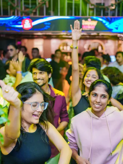 Pure joy on the faces of the partygoers at Happy Brew.