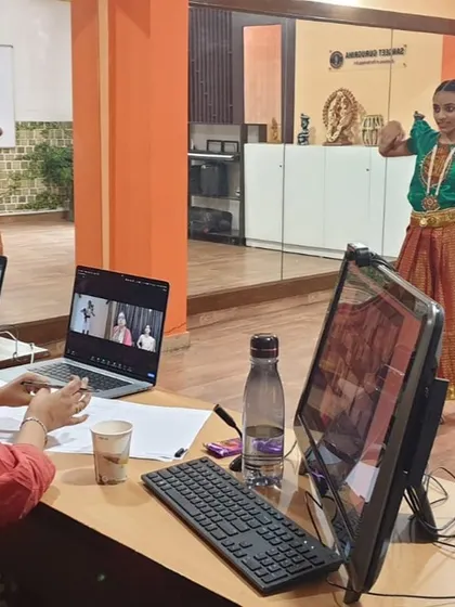 Another angle of our hybrid examination, showing how technology connects our students and examiners.