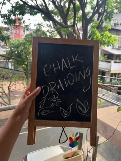 A simple prompt, "Chalk Drawing", leads to incredible art. This activity is great for exploring texture and light.