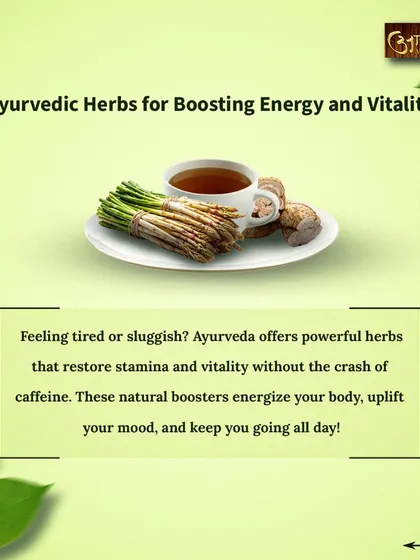 Feeling tired or sluggish? This image introduces the concept of using Ayurvedic herbs to restore stamina and vitality without relying on caffeine.