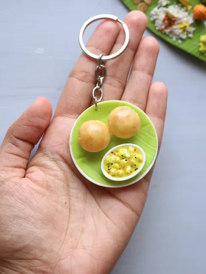 A miniature of poori with bhaji, a classic and beloved Indian breakfast dish.
