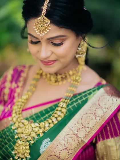 Another beautiful portrait from the Seemantham photoshoot, capturing the joy and anticipation of motherhood.