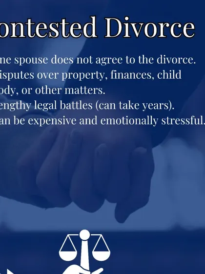 A contested divorce happens when one spouse does not agree to the separation or there are disputes over property, finances, or child custody. These can be lengthy and stressful legal battles, which is why having strong representation is crucial.