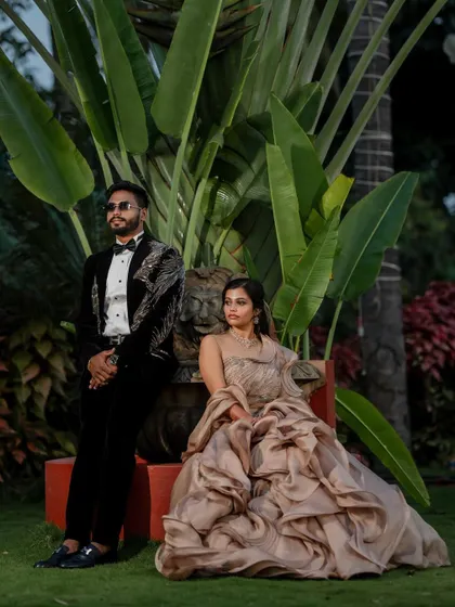 A stylish reception look. We love capturing the glamour and fun of the evening party, from the designer outfits to the happy, candid interactions.