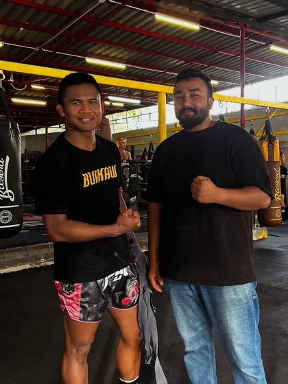 A dream come true meeting the legend himself, Buakaw. I've watched his videos a million times, and his work ethic is an inspiration. It was an honor to be at his gym.