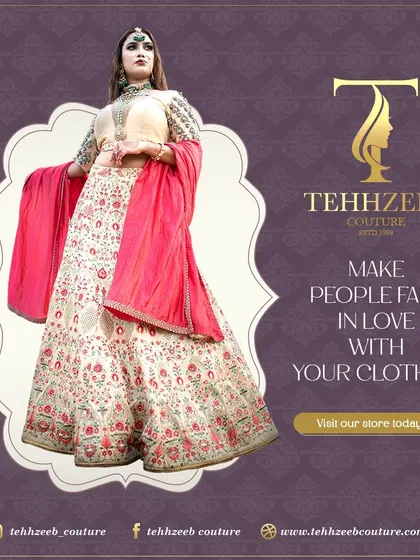This ivory and red floral lehenga is a classic choice for a bride. The detailed threadwork and timeless color combination make it a piece you will cherish forever.