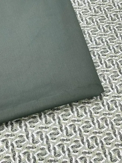 A unique printed fabric from my kurti izaar collection. The interwoven pattern can be paired with a solid green izaar for a coordinated look.