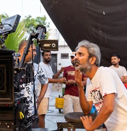 Behind the scenes on the set of a Shriram Finance commercial. Here, the director and I are framing a shot, showcasing the collaborative process and professional-grade ARRI camera equipment we use to bring big brand stories to life.