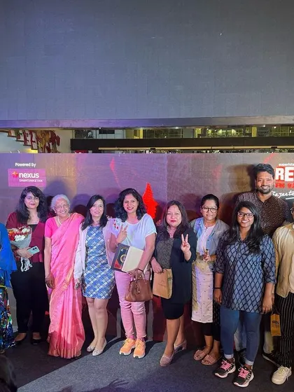 A group photo with all the winners of the Red Shakti Award, a celebration of female leadership in Bangalore.