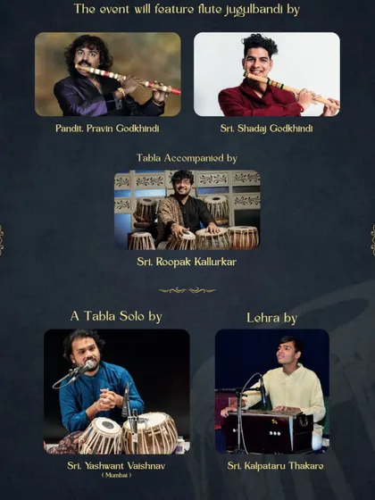 A closer look at the performance schedule for my father's 60th birthday event. I will be accompanying a flute jugalbandi by Pandit Pravin Godkhindi and Sri Shadaj Godkhindi.