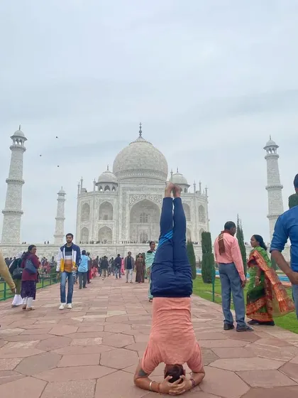 Back to the classic Sirsasana. There is something so centering about being upside down in such a historic place.