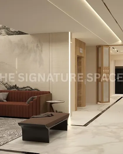 We executed the installation of this large, artistic wall mural and the surrounding indirect lighting strips. Our team is experienced in handling delicate and large-scale decorative elements within a larger construction project.