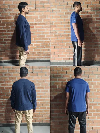 These multi-angle shots of Ankur display the visible changes from all sides, a result of receiving guidance on posture and form at every step.